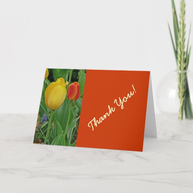 "One Yellow, One Red Tulip" Thank You Card (Front)