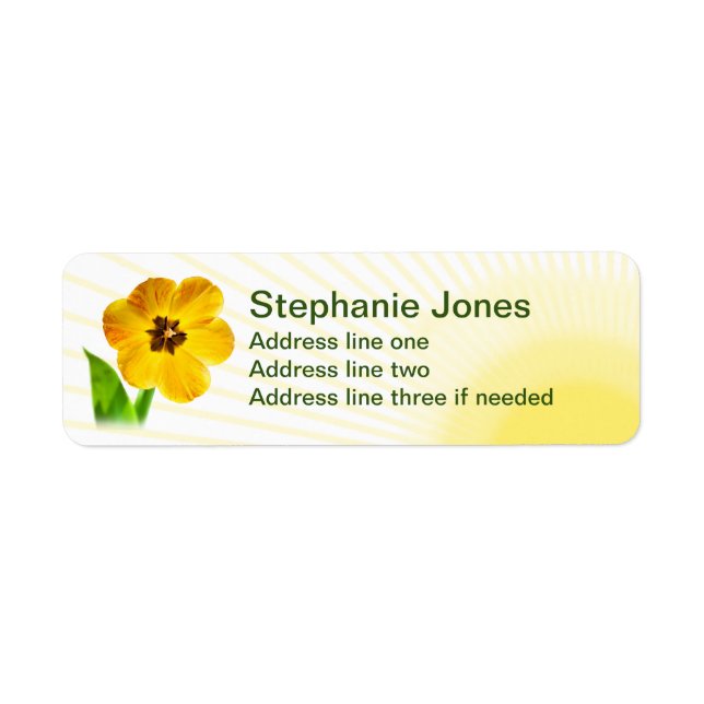 One Yellow Tulip Close-up Floral Photography Label (Front)
