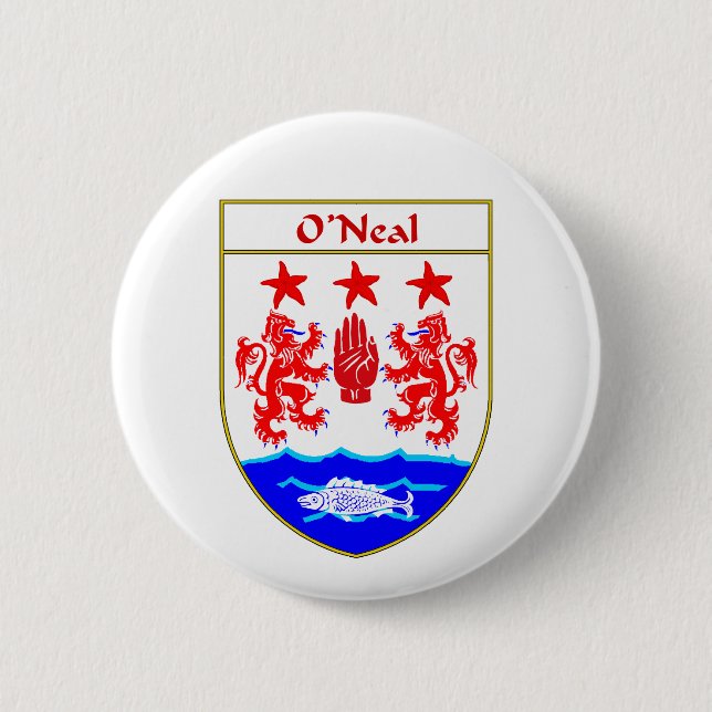 O'Neal Coat of Arms/Family Crest Pinback Button (Front)