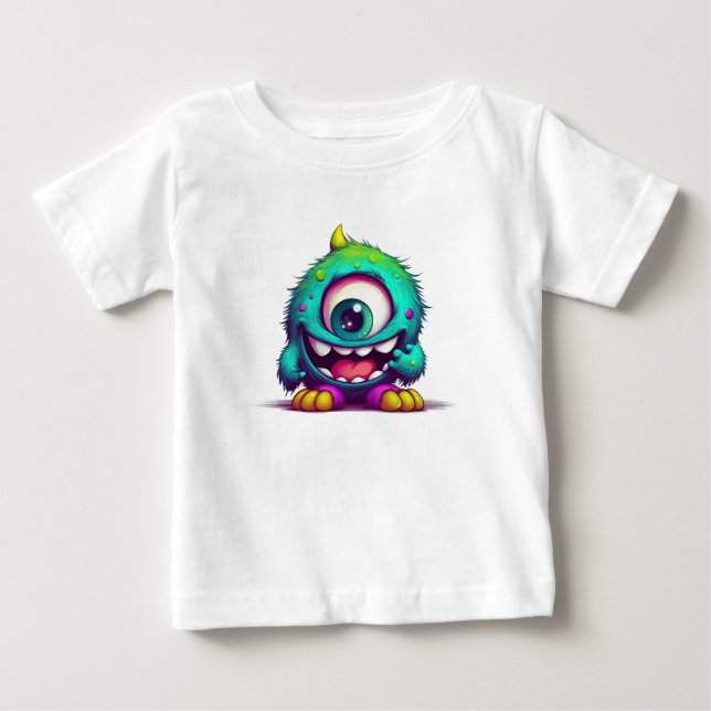 Onecru B is the one-eyed cheerful mini monster Baby T-Shirt (Front)
