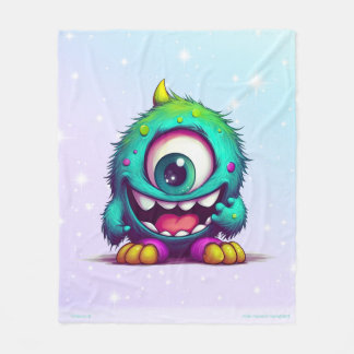 Onecru B is the one-eyed cheerful mini monster Fleece Blanket