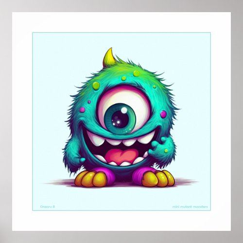 Onecru B is the one_eyed cheerful mini monster Poster