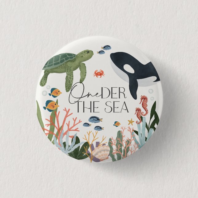 Onede The Sea First Birthday Party Favors Button (Front)