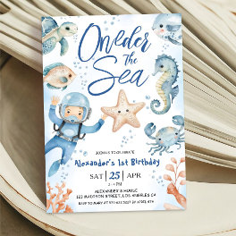 ONEder The Sea! 1st Birthday Boy Cute Ocean Invitation