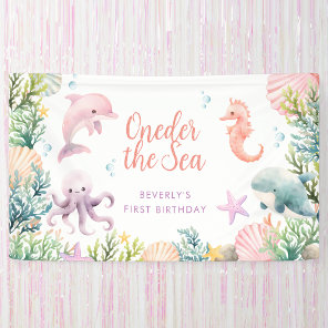 Oneder The Sea 1st Birthday Girl Banner