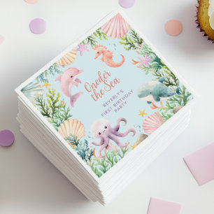 Oneder The Sea 1st Birthday Girl  Napkins