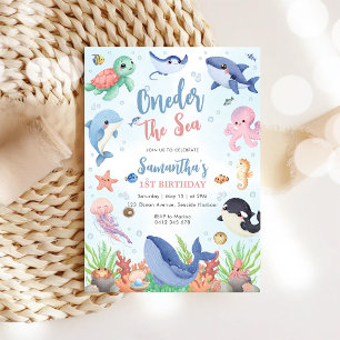 Oneder The Sea 1st Birthday Invitation