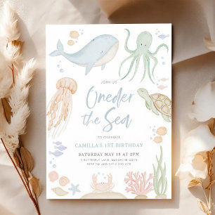 Oneder The Sea 1st Birthday Invitation