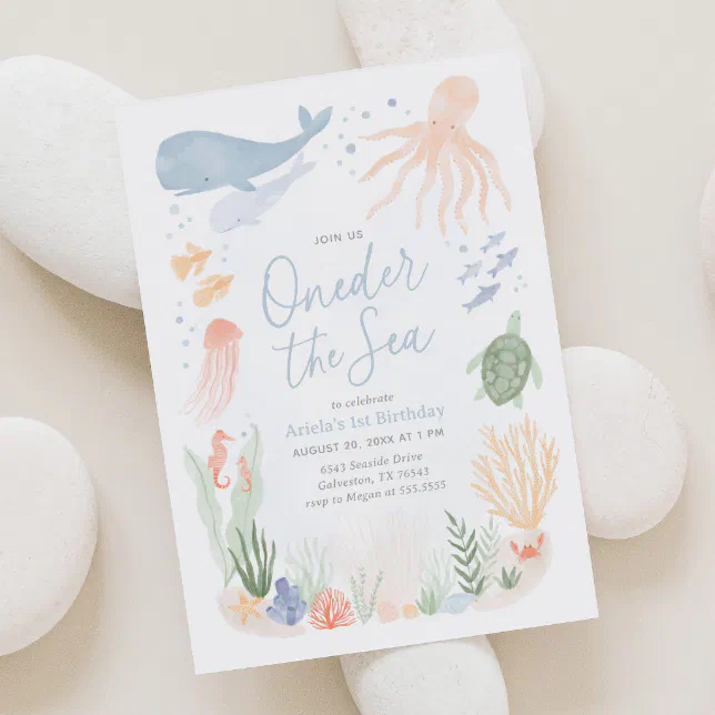 Oneder the Sea 1st Birthday Invitation | Zazzle