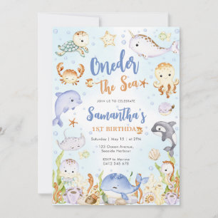 Oneder The Sea 1st Birthday Invitation