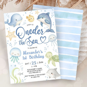 Oneder The Sea 1st Birthday Party Invitation