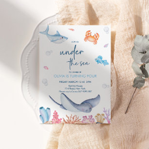 ONEder The Sea 1st Birthday Party Invitation