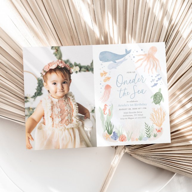 Oneder the Sea 1st Birthday Photo Invitation (Creator Uploaded)