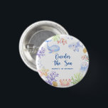 Oneder The Sea 1st Birthday Under The Sea Button<br><div class="desc">UNDER THE SEA. Oneder The Sea - A cute underwater ocean animal themed 1st Birthday invitation with watercolor sea animals - whale,  jellyfish,  clownfish,  starfish,  crab,  shark and corals. Water bubbles and shells.</div>