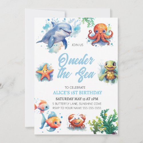 Oneder The Sea 1st Birthday Under The Sea Invitation