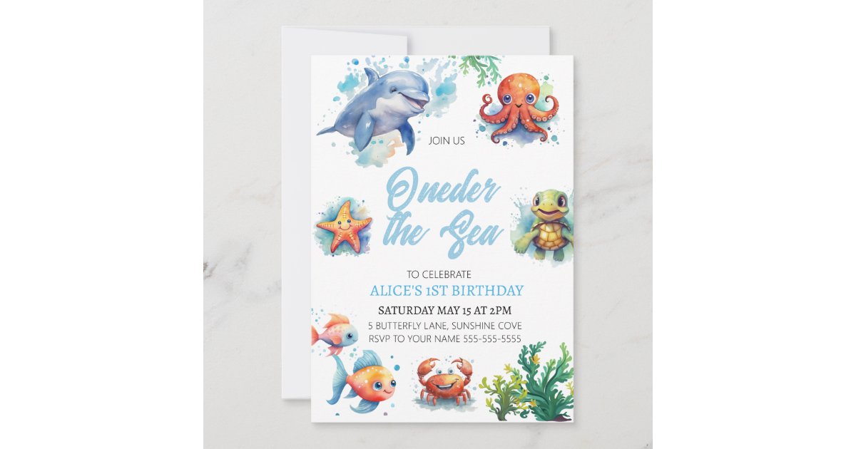 Under the Sea First Birthday Invitation, Oneder the Sea Birthday  Invitation, Under the Sea Party Decorations, Instant Download, U1 