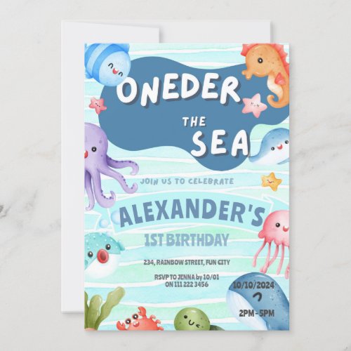 Oneder the Sea 1st Birthday Under the Sea Invitation