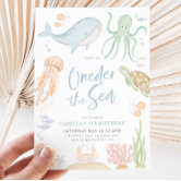 ONEder the sea 1st birthday invitation editable instant download |  underwater ocean animals first birthday party invite for boy or girl