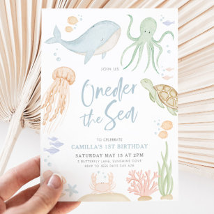 Oneder The Sea 1st Birthday Under The Sea Invitation
