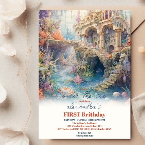 Oneder The Sea 1st Birthday Under The Sea Invitation