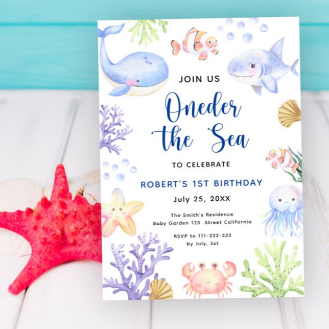 Oneder The Sea 1st Birthday Under The Sea Invitation (Creator Uploaded)
