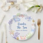 Oneder The Sea 1st Birthday Under The Sea Paper Plates<br><div class="desc">UNDER THE SEA. Oneder The Sea - A cute underwater ocean animal themed 1st Birthday invitation with watercolor sea animals - whale,  jellyfish,  clownfish,  starfish,  crab,  shark and corals. Water bubbles and shells.</div>