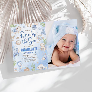Oneder The Sea 1st Birthday Under The Sea Photo Invitation