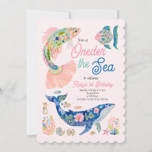 Oneder the Sea 1st Birthday Whale Ocean Invitation