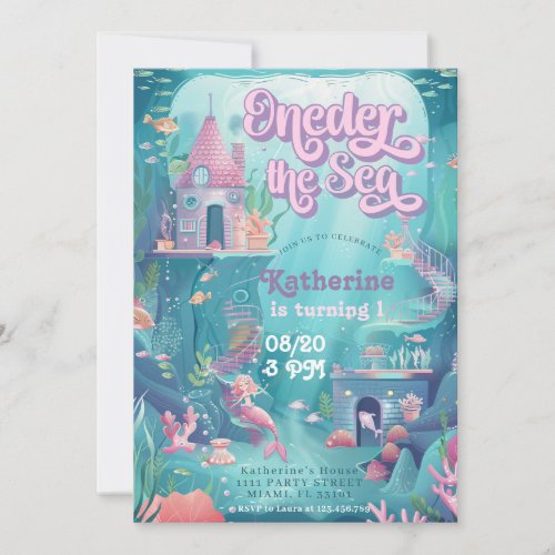 ONEder The Sea Birthday Mermaid 1st Birthday Party Invitation