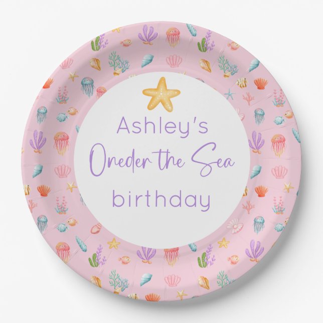 Oneder The Sea Birthday Party Paper Plates (Front)
