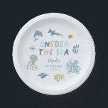 ONEder The Sea Blue Birthday Party Paper Plates<br><div class="desc">Cute under the sea theme boy's first birthday party plate featuring illustration of blue sea creatures.</div>