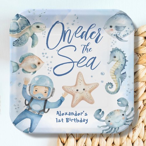 ONEder The Sea Boy 1st Birthday Birthday Paper Plates