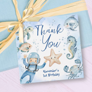ONEder The Sea Boy 1st Birthday Cute Ocean Favor Tags