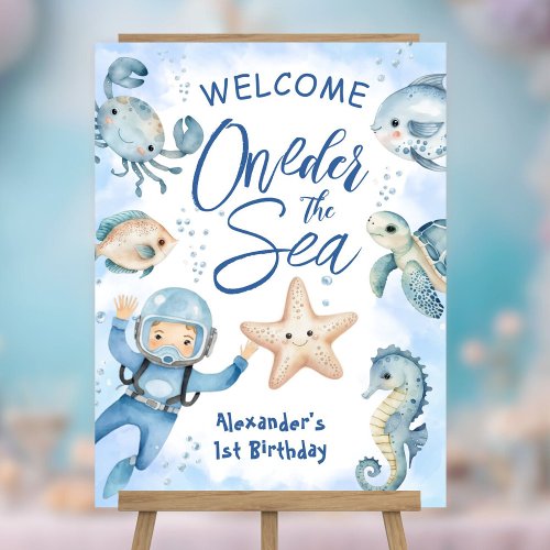 ONEder The Sea  Boy 1st Birthday Cute Ocean Foam Board