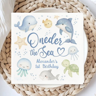 ONEder The Sea Boy 1st birthday Cute Ocean Napkins