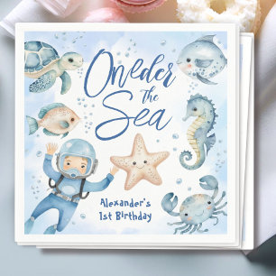 ONEder The Sea   Boy 1st birthday Cute Ocean  Napkins