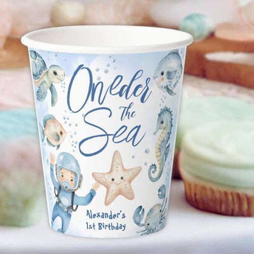 ONEder The Sea  Boy 1st birthday Cute Ocean Paper Cups