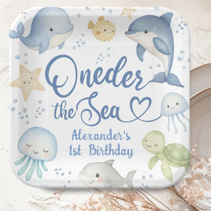 ONEder The Sea Boy 1st Birthday Cute Ocean Paper Plates