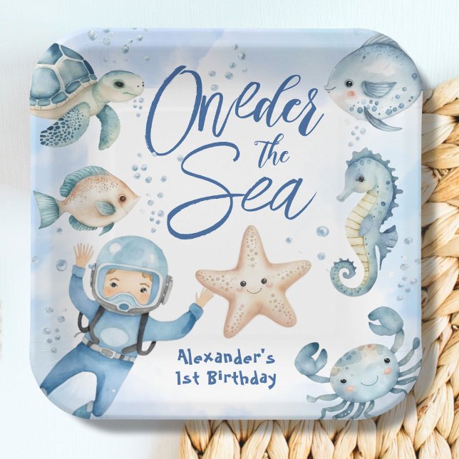 ONEder The Sea Boy 1st Birthday Ocean Paper Plates (Creator Uploaded)