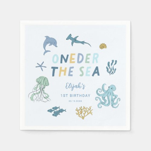 ONEder The Sea Boy Birthday Party Napkins