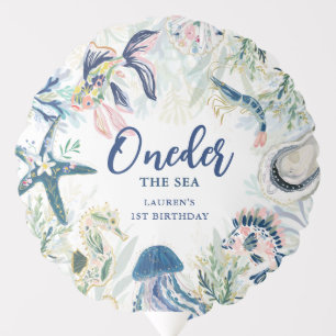Oneder the Sea Coastal 1st Birthday Balloon