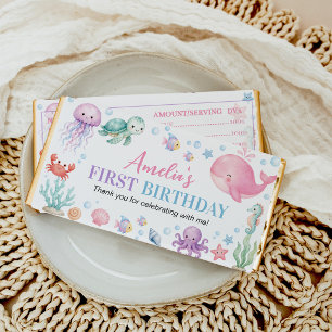 Oneder The Sea Cute Ocean Animals Birthday Hershey Bar Favors