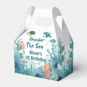 Oneder the Sea Cute Watercolor 1st Birthday Favor Boxes