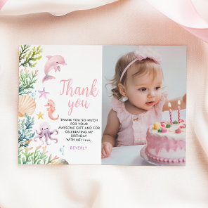 Oneder the Sea First Birthday Flat Thank You Card
