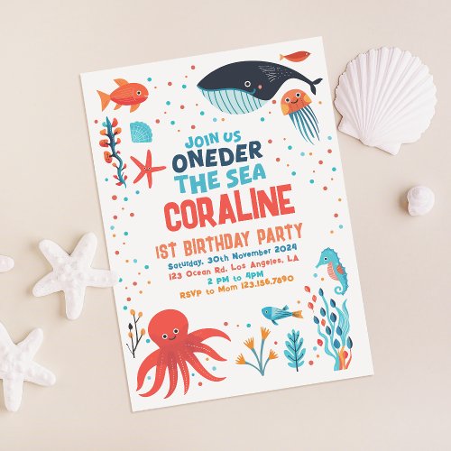 Oneder The Sea First Birthday Invitation