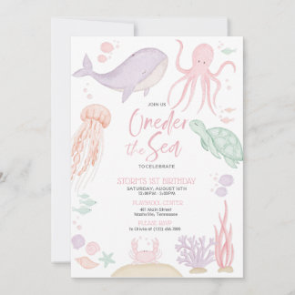 Oneder the Sea First Birthday Party Invitation