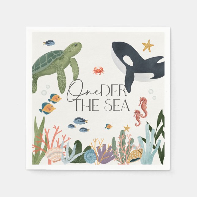 Oneder The Sea First Birthday Table Decor Napkins (Front)