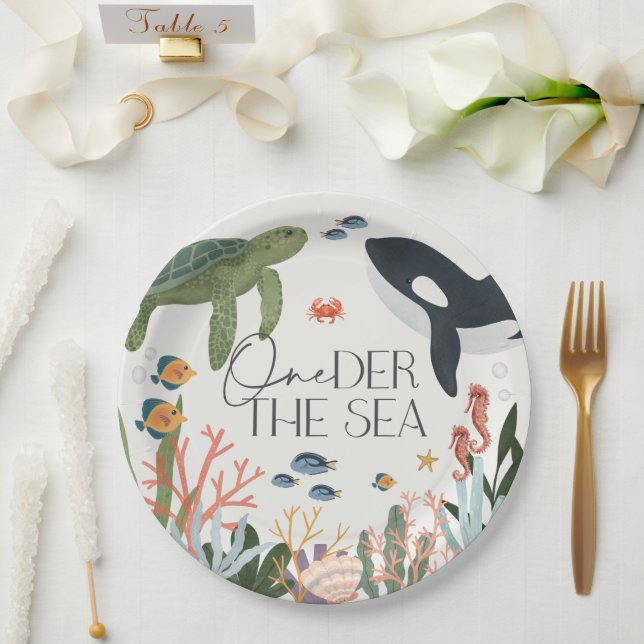 Oneder The Sea First Birthday Table Decor Paper Plates (Wedding)