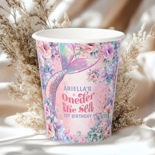 Oneder The Sea Flower Glitter Mermaid Tail Paper Cups