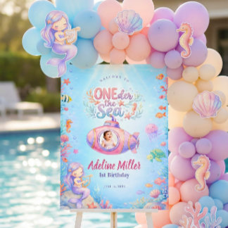 ONEder the Sea Girl First Birthday Photo Welcome Foam Board